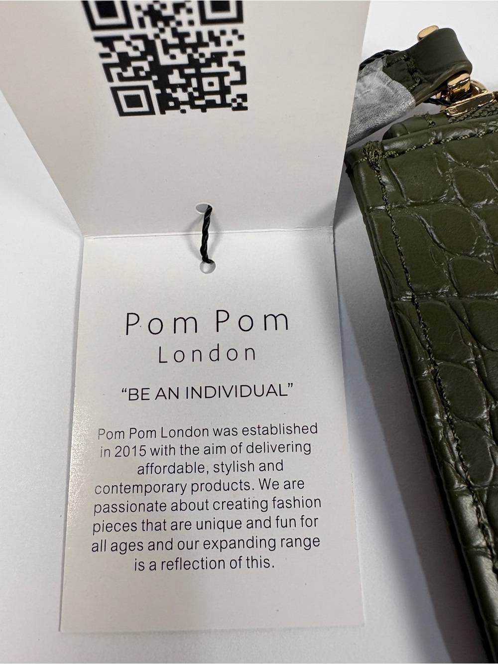 Pom Pom London Chelsea Coin Purse Olive Green Croc Leather NWT Minimalist Travel - Picture 6 of 12